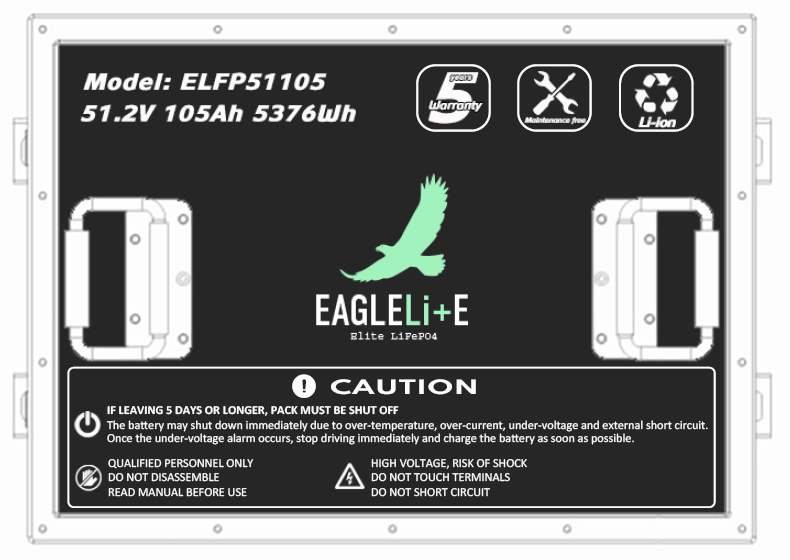 ELFP51105 EagleLite Elite LiFePO4 51.2V 105AH Lithium Golf Cart Kit w/ BlueTooth